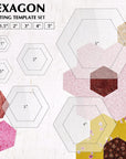 6 Pieces Hexagon Quilting Templates 1 Inch, 1.5 Inch, 2 Inch, 3 Inch, 4 Inch, 5 Inch with 1/4 Inch Seam Allowance, Acrylic Quilting Templates for DIY Quilting Sewing Crafts
