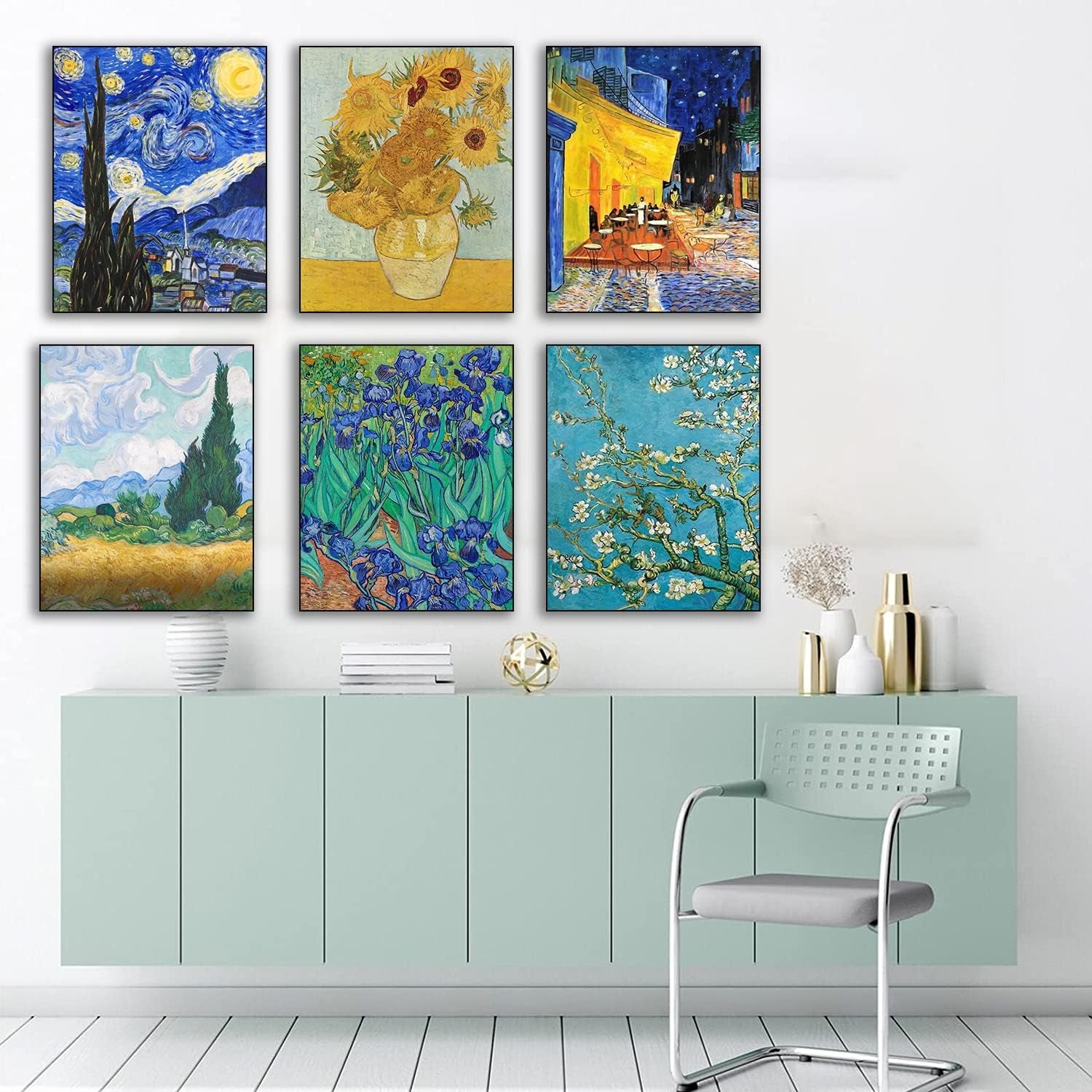 5D Diamond Art Kits for Adults Beginners 6 Pack - DIY Van Gogh Diamond Art Paint with Diamonds round Full Drill Diamond Dots Painting for Adults Kids Sunflowers Gem Art Pictures Art Wall Decor
