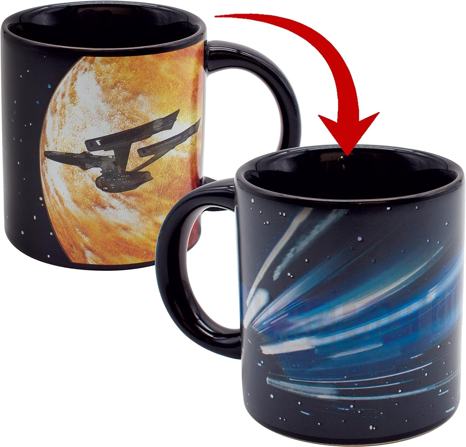 Star Trek Heat-Changing Starship Warp Mug - Add Coffee and the USS Enterprise Enters Warp Speed