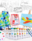 Kids Paint Set – Acrylic Kids Painting Kit – Storage Bag, Paints, Easel, Canvas, Brushes