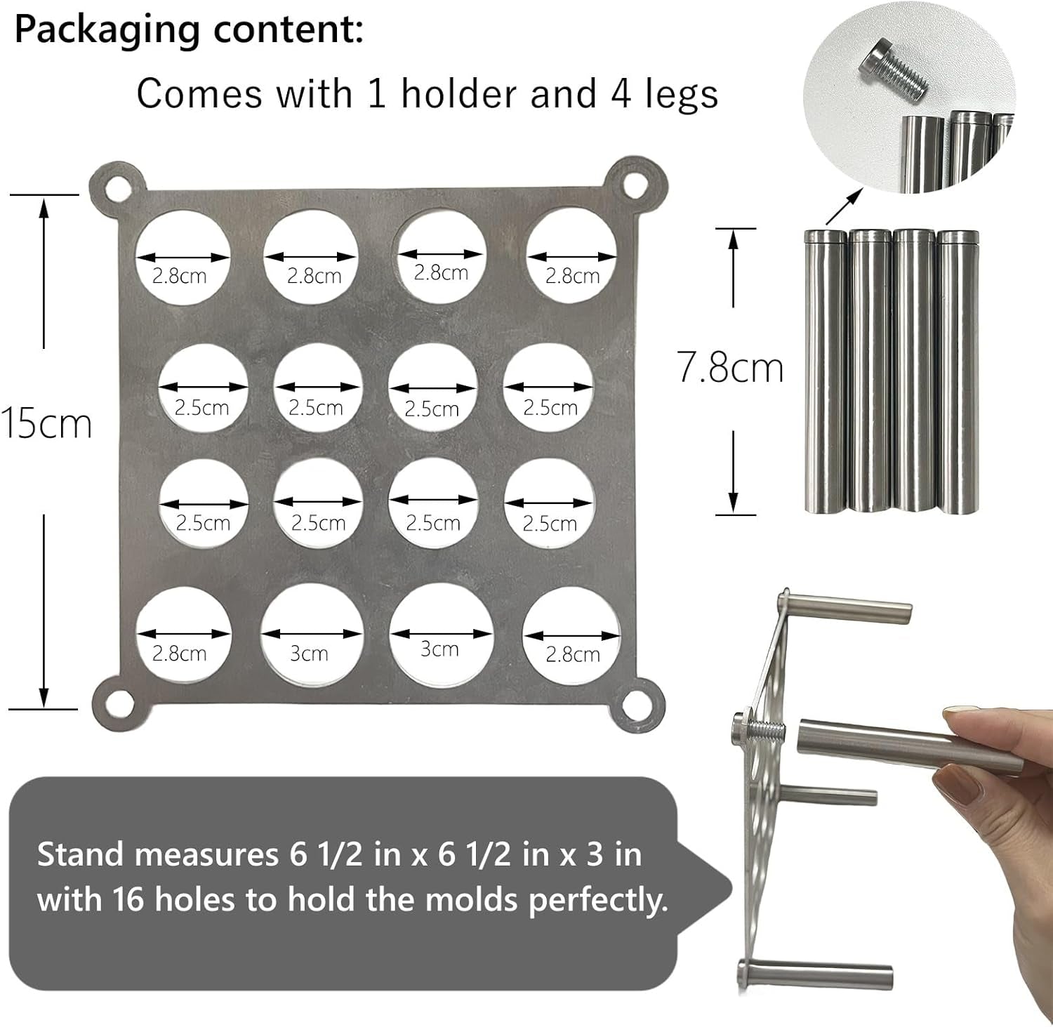 Chess Piece Holder for DIY Silicone Molds Accessories for DIY Silicone Molds Does Not Include Molds (Stand Only) Comes with 1 Holder and 4 Legs