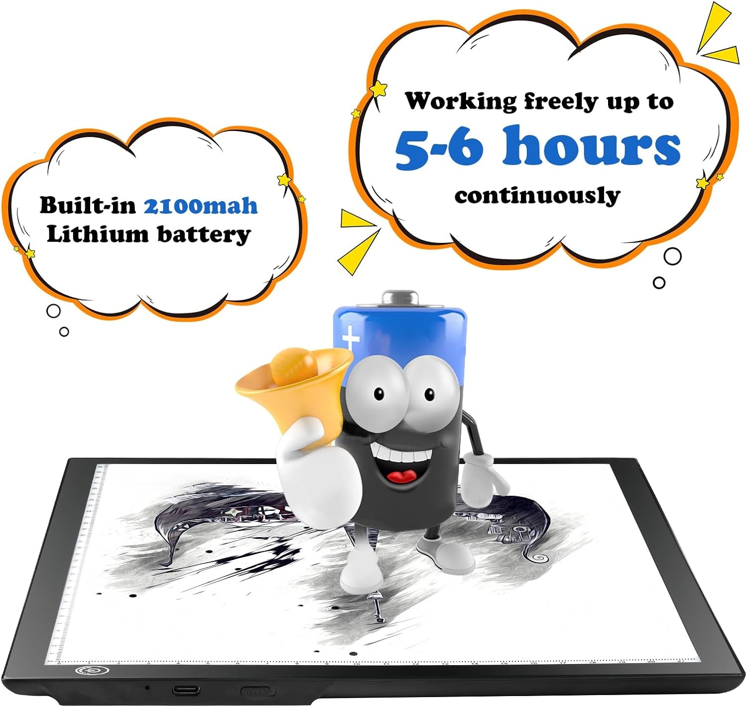 A4 Rechargeable Light Pad, Portable LED Light up Box Ultra-Thin Dimmable Battery Powered Bright Copy Board for Weeding Vinyl, Sketching,Drawing,Tracing and Diamond Art