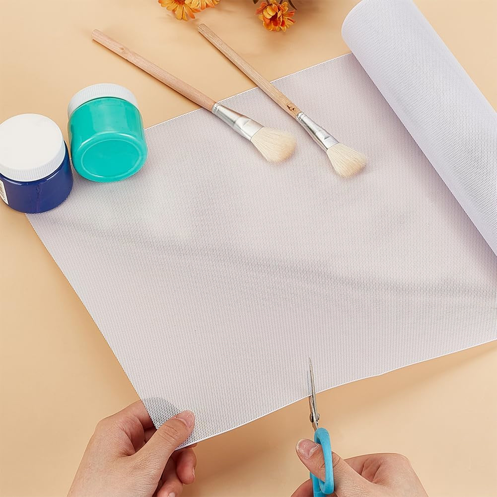 Custom Fursuit Eye Mesh, 39X11.8Inch White PVC Mesh Net 0.2Mm Thick Waterproof Printable Mesh for Furries Cosplay, Sculptures, Props, Fursuits, Craft Making, Hole: 0.8Mm