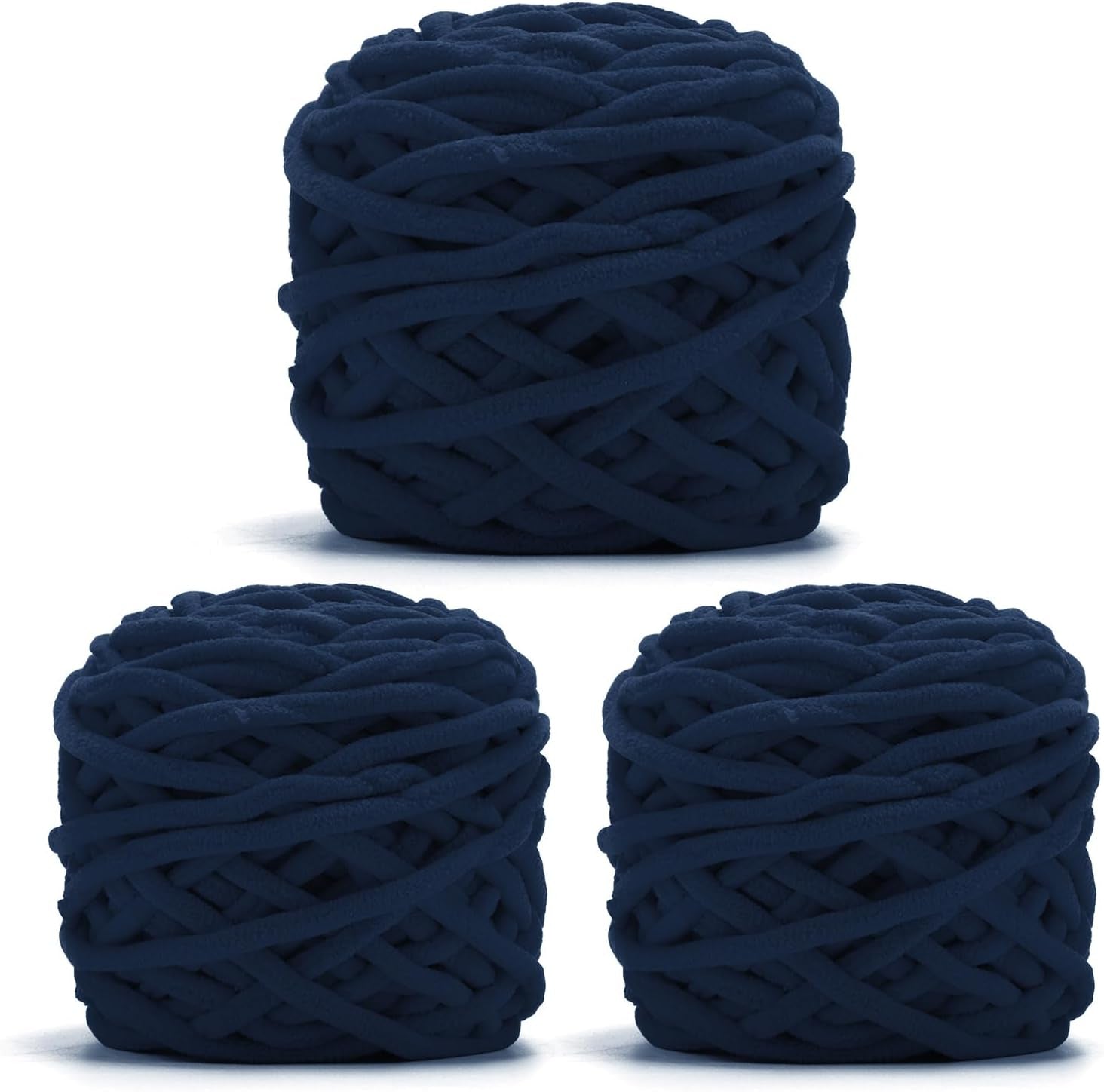 Blanket Yarn 3 Pack of 100G/3.5Oz - White Chenille Yarn 6 Super Bulky - Knitting, Crocheting &amp; Crafts Chunky Yarn