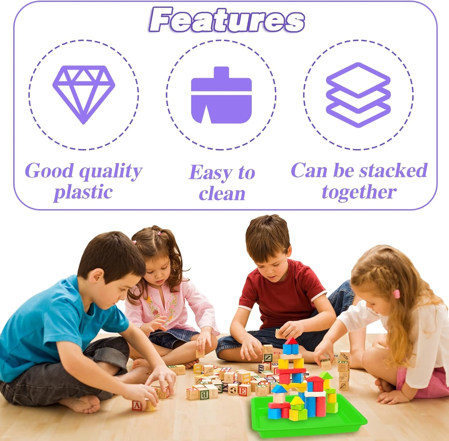 Plastic Art Trays,10 Pack Activity Plastic Crafts Tray,Medium Size,Multicolor Kids Organizer Tray Serving Tray for DIY Projects,Beads,Painting,Jewelry