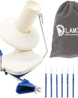 Needlecraft Yarn Ball Winder Hand Operated,Capacity 4-Ounce,Blue,Portable Package,Easy to Set up and Use,Sturdy with Metal Handle and Tabletop Clamp,Including 8 Sizes Crochet Hooks Set