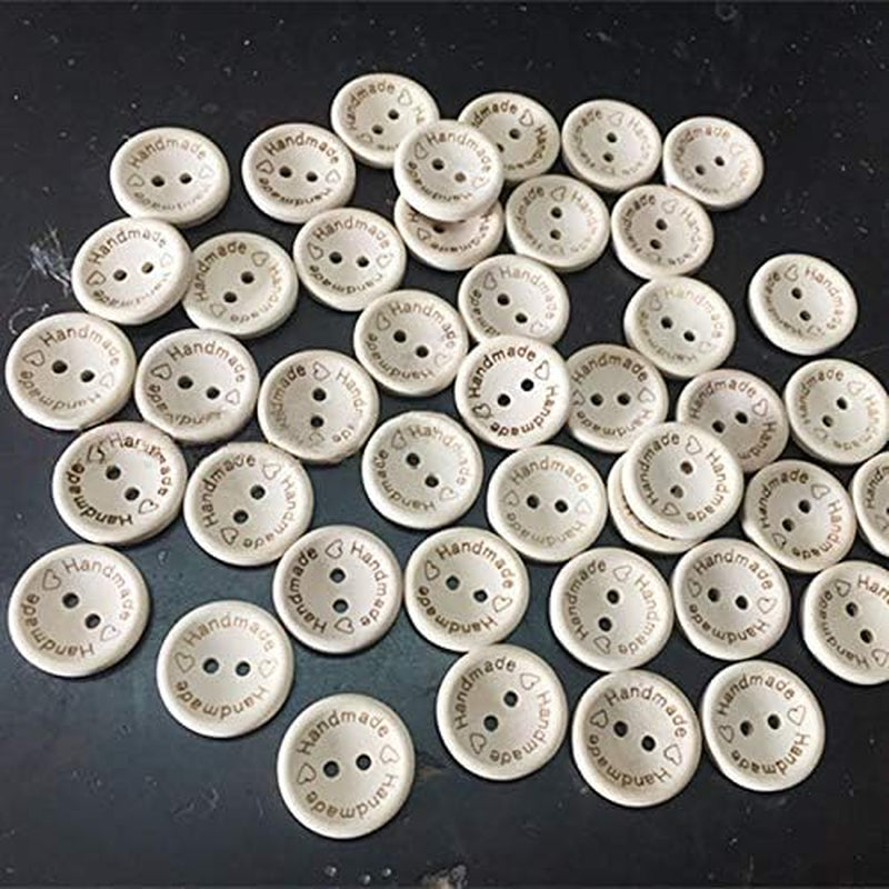 100 Pcs Wooden Handmade Buttons, Crafts Assorted Buttons Wooden Sewing Buttons, for Sewing Clothing Accessories, DIY Crafting Projects Decorations 20Mm