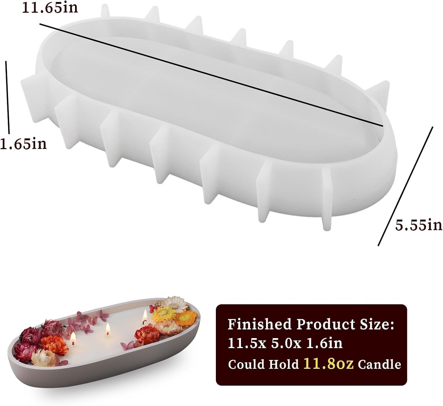 Large Bowl Resin Mold, 11.6'' Oval Bowl Silicone Molds for Resin Concrete Cement, Epoxy Casting Mold for Jewelry Makeup Storage Container Candle Boat Succulent Pot, Table Home Decoration