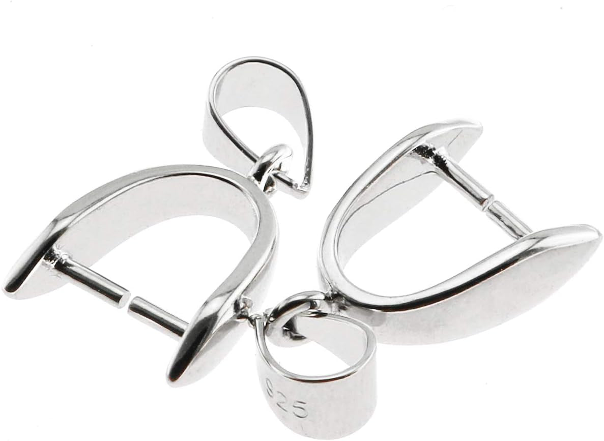 2Pcs 925 Sterling Silver Pendant Bail Connector Pinch Clasp for Necklace DIY Jewelry Craft Making Handmade Beading Fittings Accessories 1.7Cm