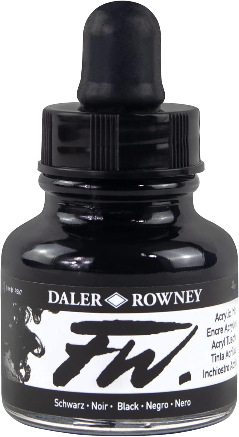 Bottle Black - Versatile Acrylic Drawing Ink for Artists and Students - Permanent Calligraphy Ink - Archival Ink for Illustrating and More