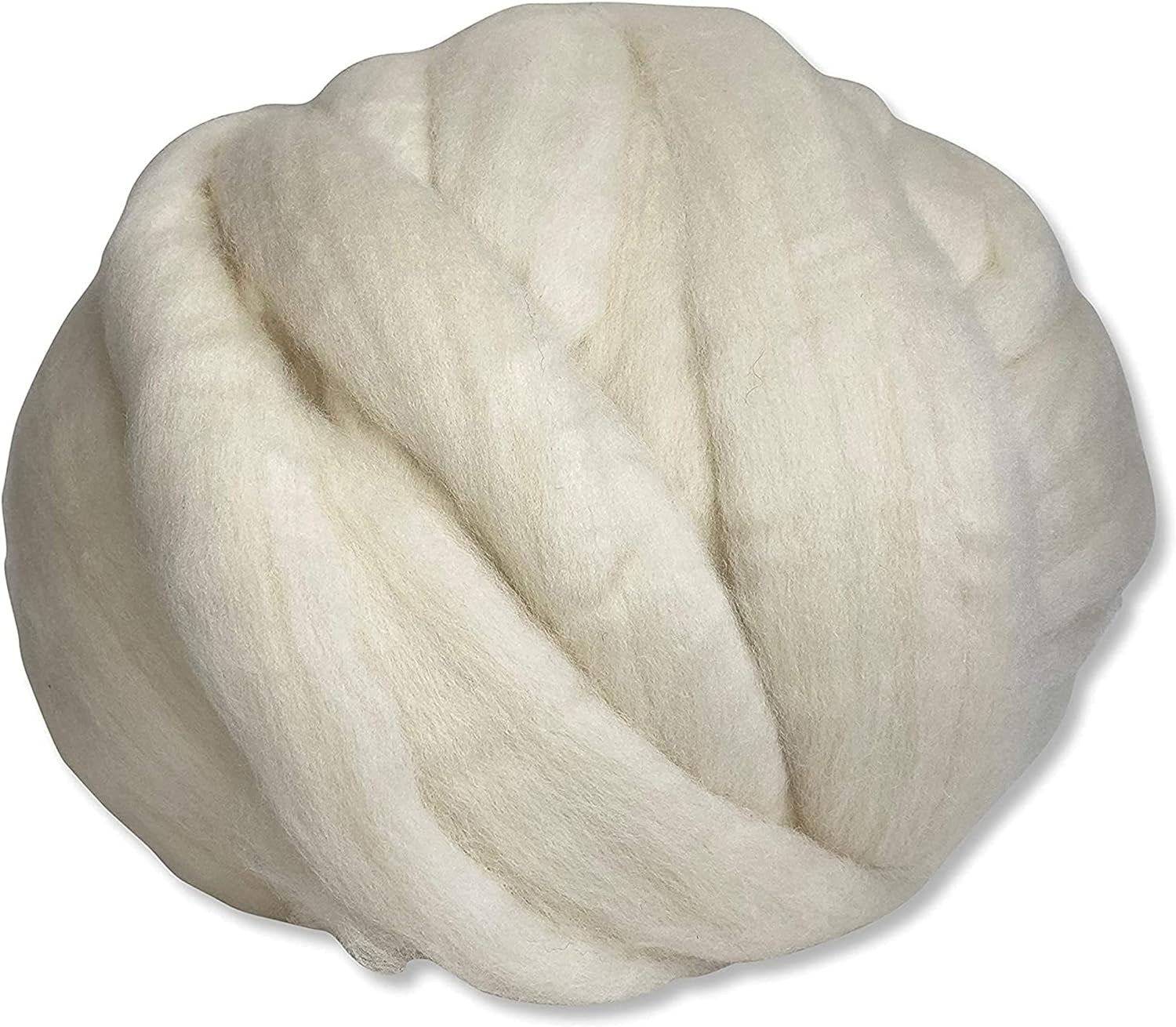 Merino Wool Roving 1 Lb (16 Ounces) for Spinning | Soft Chunky Jumbo Yarn for Arm Knitting Blanket |100% Natural Undyed (Off-White) Wool Yarn, Felting Core, Carded Stuffing