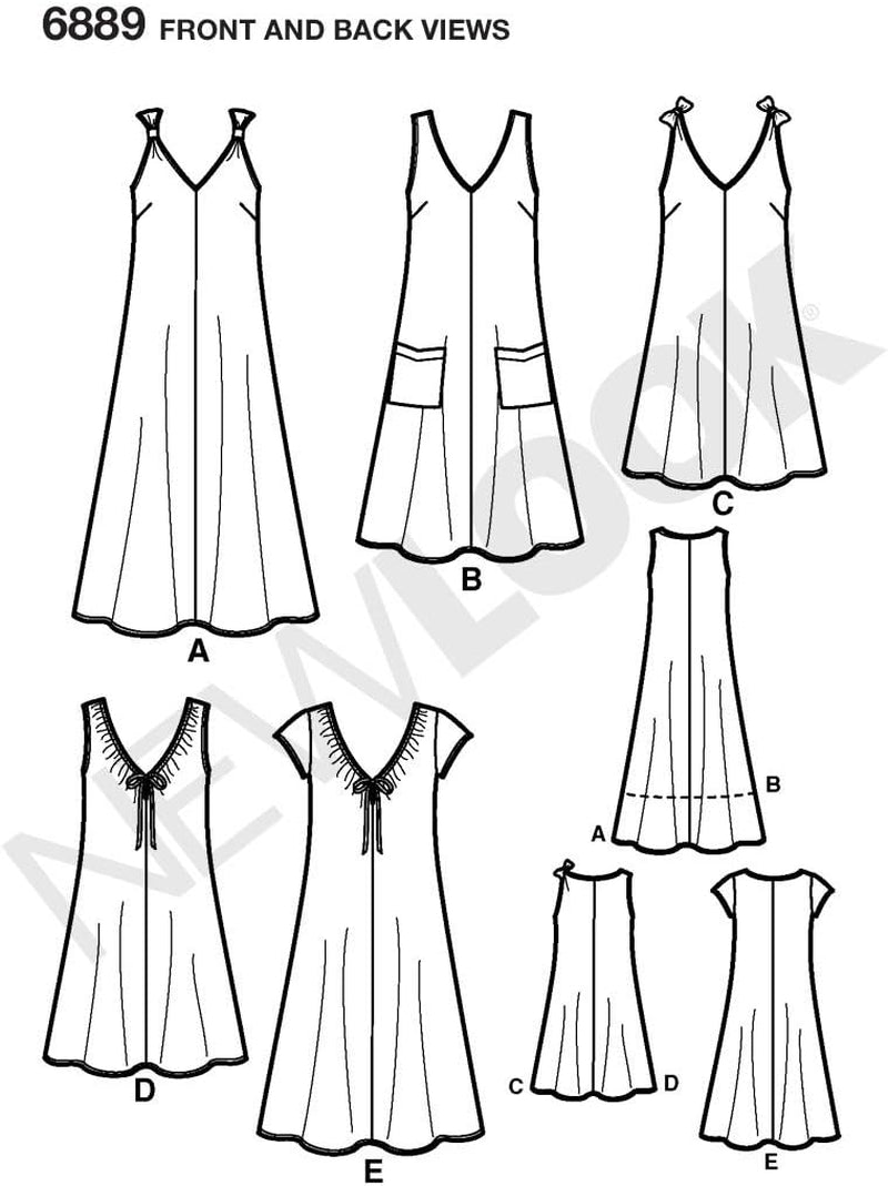 Sewing Pattern 6889 Misses Dresses, Size a (8-10-12-14-16-18)