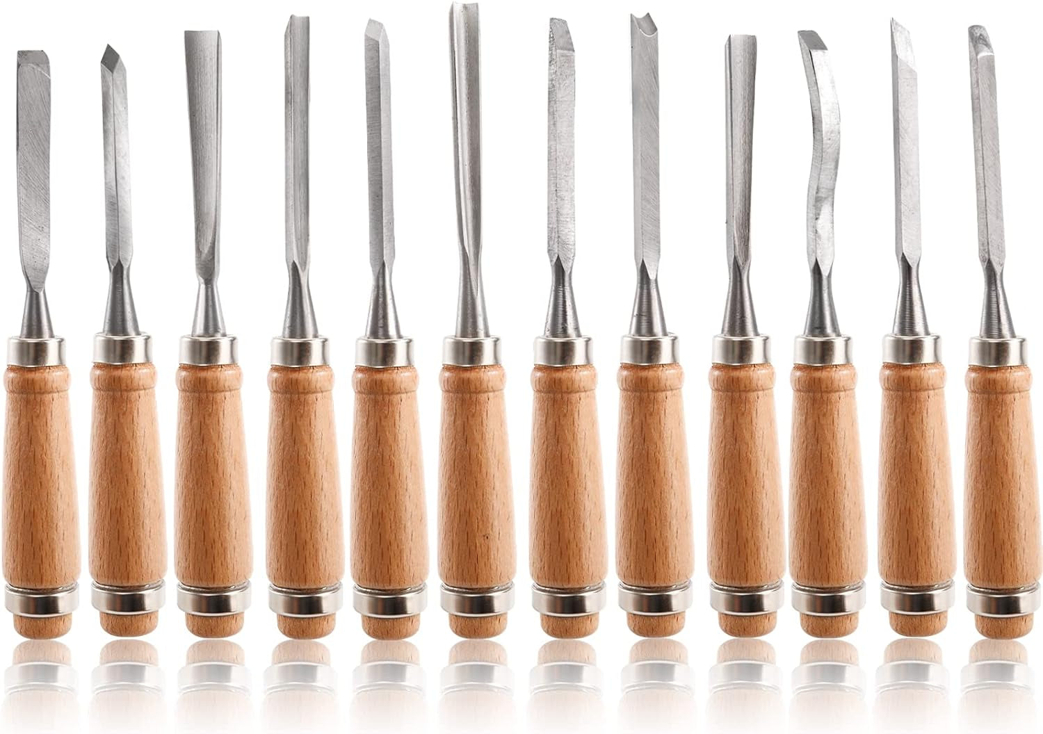 12 PCS Wood Carving Tools, Gouges Woodworking Chisels, Full Size Wood Carving Knifes for Beginner, Hobbyists, Professionals, Artistic, Gifts for Him, Father'S Day