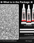 25000Pcs Silver Clear Rhinestones with B7000 Rhinestones Glue for Crafts, Flatback Gems Crystal Rhinestones Kit with Tweezer Picker Pens for Clothes Fabric Shoes, Tumblers,Jewelry Making