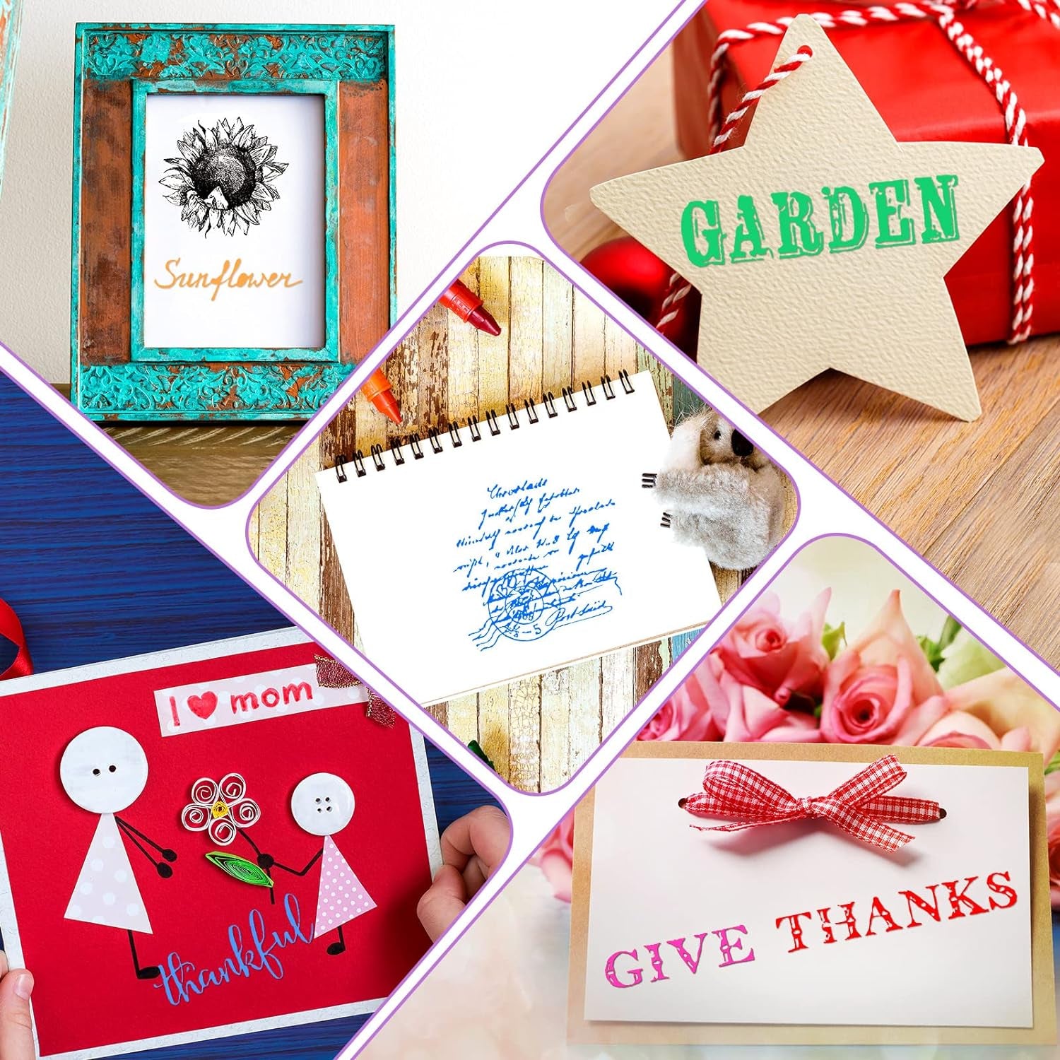 26 Pieces Acrylic Stamp Blocks Tools Set Including 8 Plants and Flower Silicone Clear Stamps Seal 6 Stamp Blocks 12 Craft Ink Pads Decorative Clear Stamps for Scrapbooking Card Making Journaling