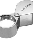 Pocket Jewelry Loupe 30X 21Mm Jewelers Loop Eye Magnifying Glass Foldable Magnifier