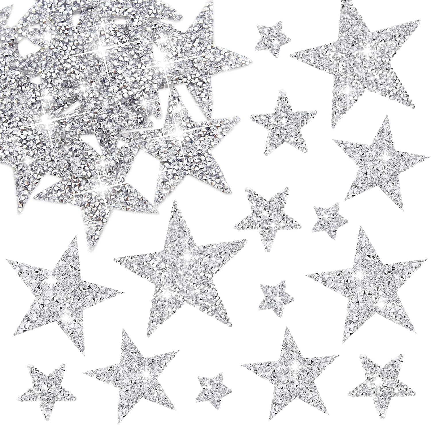 35 Pcs Rhinestone Iron on Letter Patches Bling Rhinestone Letters Glitter Rhinestone Alphabet Applique for Clothing Hats Jeans Shoes DIY Craft（Silver）