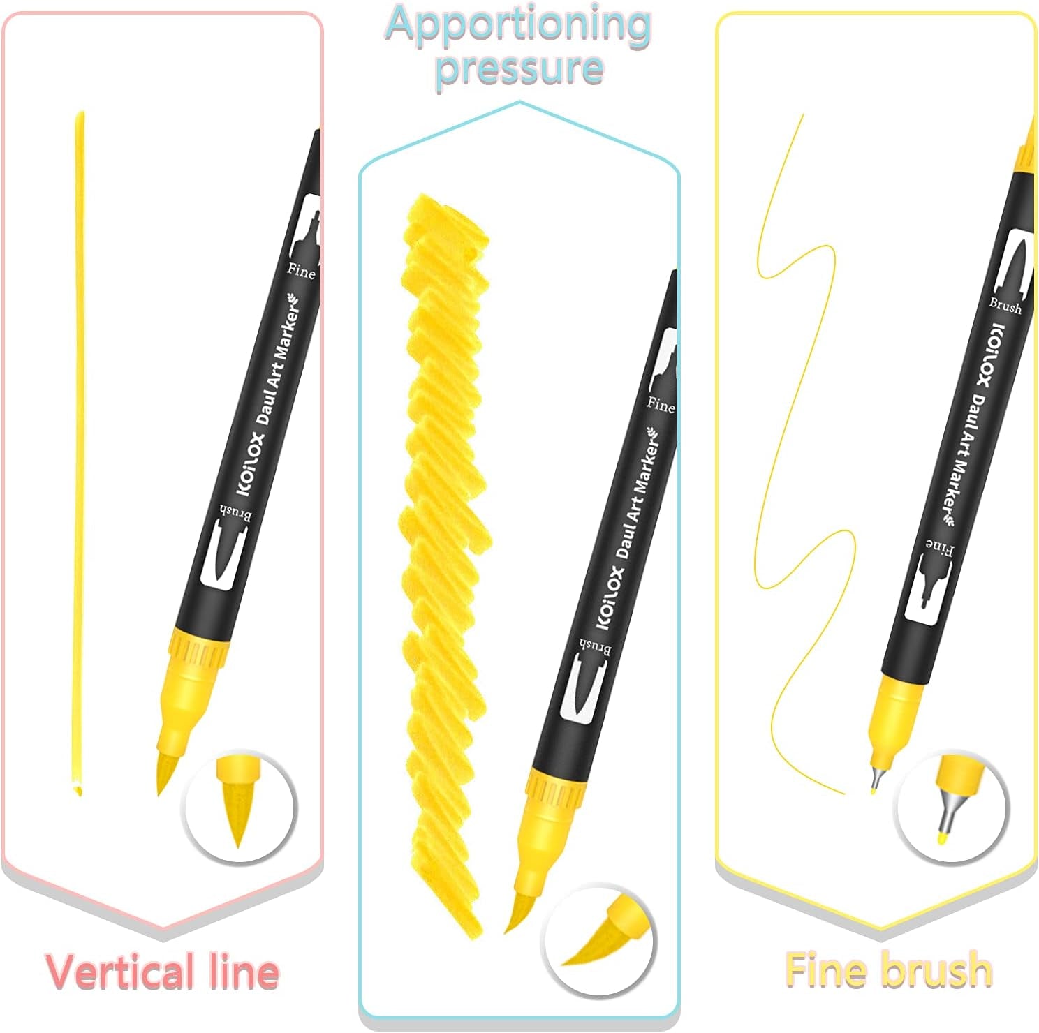 Dual Tip Brush Pen, Watercolor Pen Set, 24 Color Double Ended Painting Pen, Fine Line Art Marker Pen, Water Based Highlighter, Used for Outline, Drawing, Calligraphy and Coloring Books. (24)