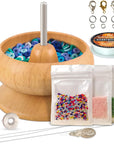Upgrade Wooden Bead Spinner with 2 Pcs Big Needles,8000 Pcs Seed Beads and 1 Surprise Gift Pack for Jewelry Making Tools,Quickly Stringing Beads Tool, Manual Operated