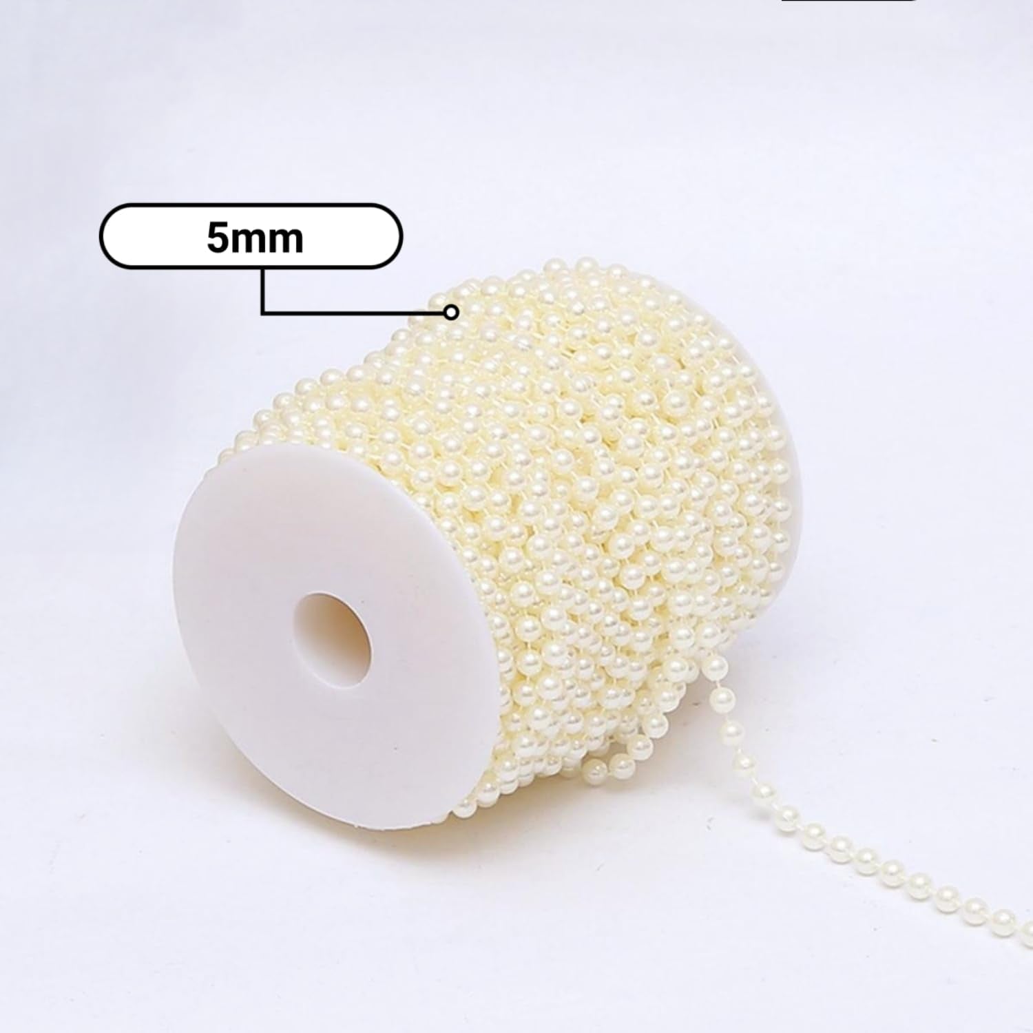 5Mm Faux Pearl Beads Garland Pearl Bead Roll Strand for Wedding Party Decoration, 99 Feet Roll (Ivory)
