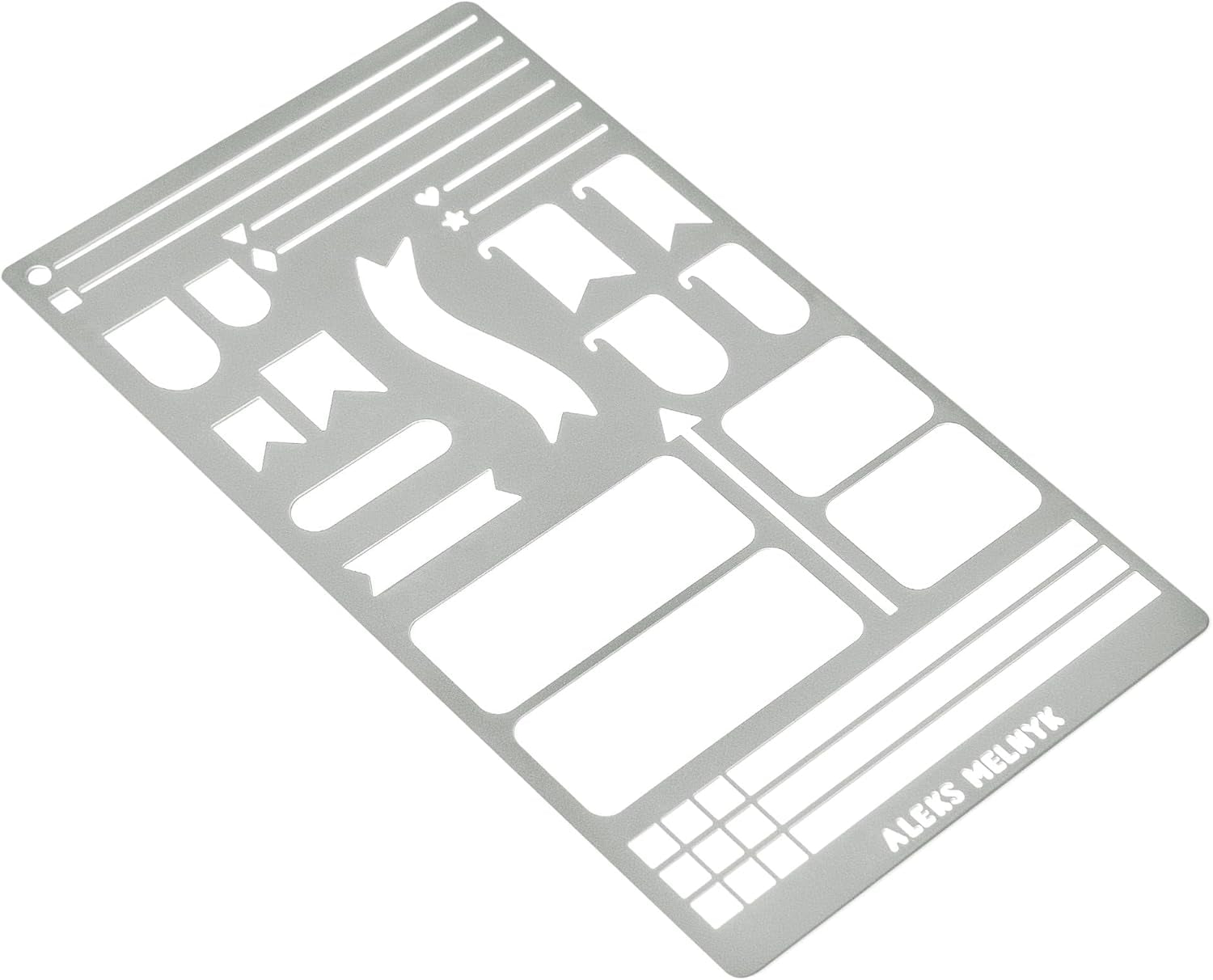 No.62 Metal Stencil for Bullet Journaling, Makeselife Stencil Bookmark, Planning, Banners, Lines, Lists, Planner Stamps, Habit Tracker, Dot Journal Stencil for Diary, Template, Scrapbook