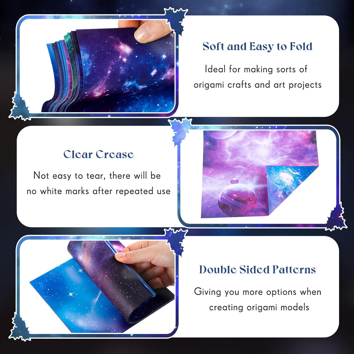 150 Sheets Double Sided Origami Paper Kit 6 X 6 Inch Beautiful Sky Scrapbook Paper Galaxy Outer Space Star Pattern Paper Easy Folding for Arts Crafts School Kids Teachers, 36 Designs (Vivid Style)