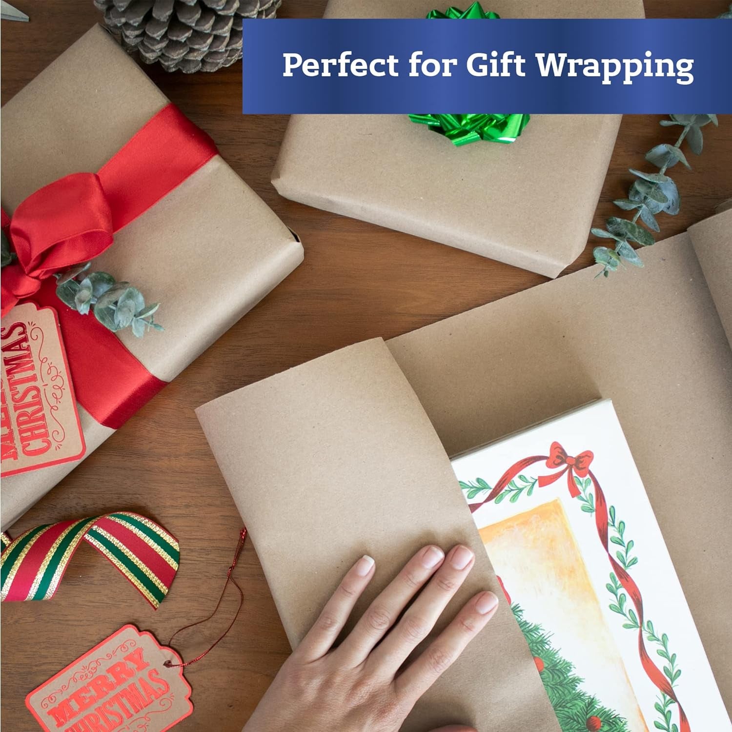 Brown Kraft Paper Roll 17.5 in X 1320 in (110 Ft) Made in the USA - Brown Paper Roll - Brown Wrapping Paper Roll - Brown Craft Paper Roll - Roll of Paper - Kraft Wrapping Paper - Shipping Paper