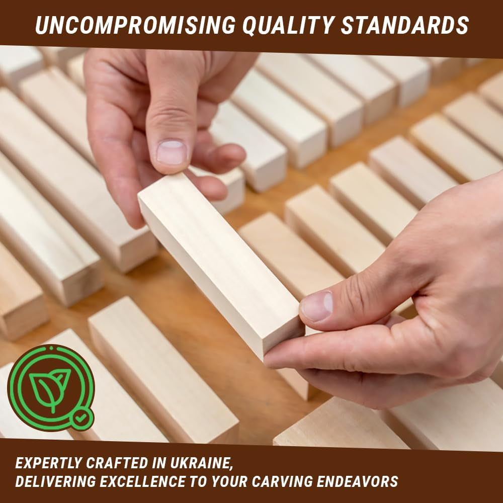 BW19 Basswood Carving Blocks Whittling Wood Carving Kit 19PCS Wooden Blocks for Crafts Bass Wood for Carving - Unfinished Wood Blocks Set Craft Soft Wood Carving Blocks, Piece of Wood