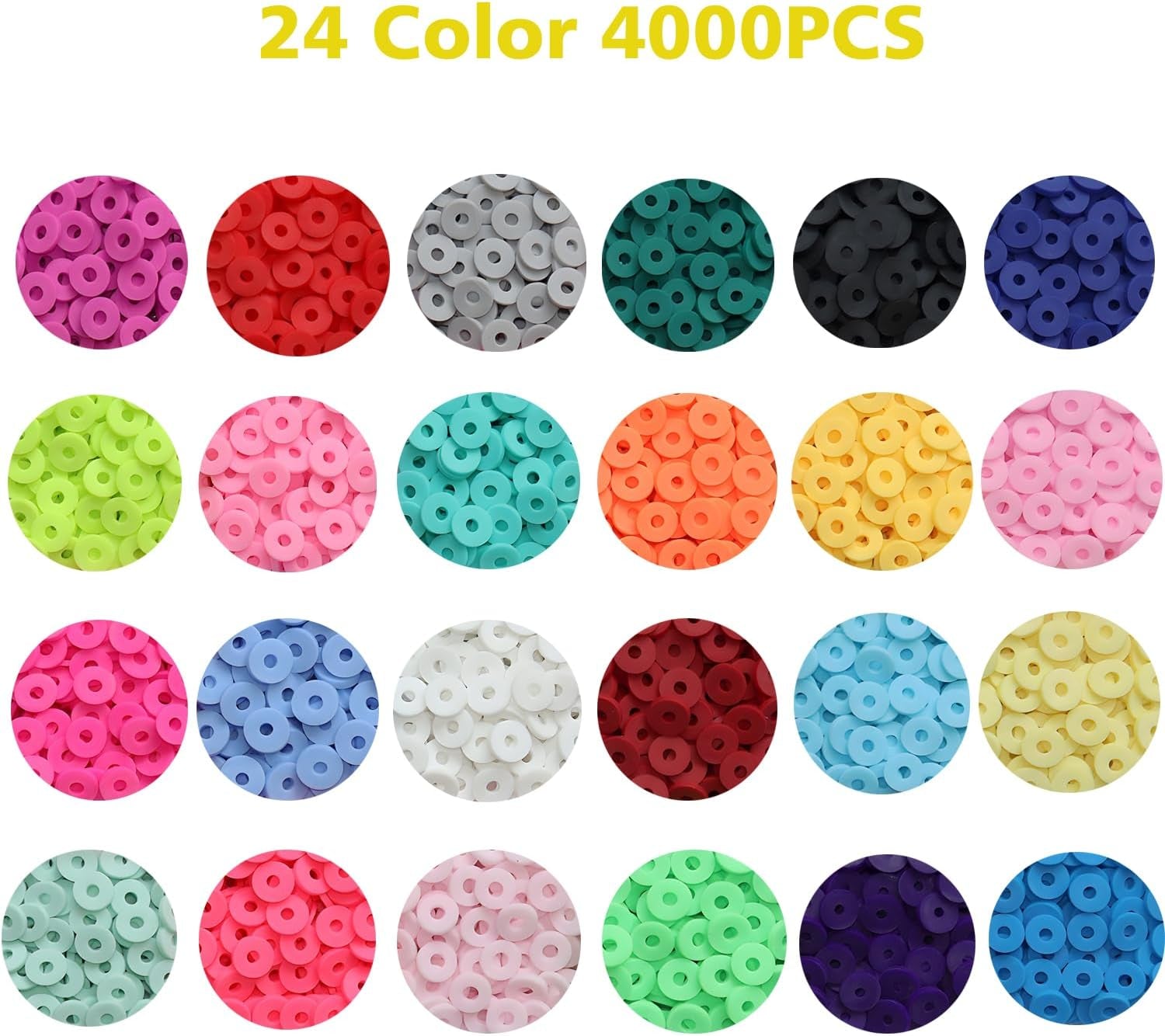 4300+ Clay Beads Bracelet Making Kit,24 Colors Flat Preppy Beads for Friendship Bracelets,Polymer Heishi Beads with Charms,Gifts Crafts Set for Girls 8-12