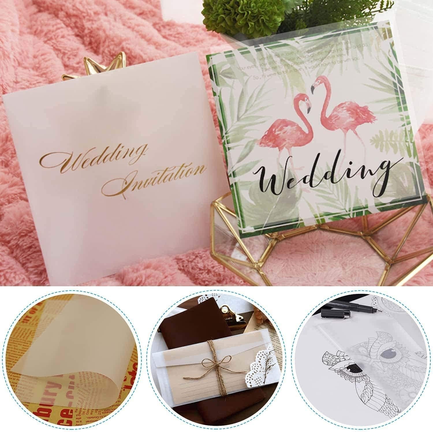Vellum Paper Translucent Printable 110 Sheets 8.5X11 Inches for Wedding Invitations,Scrapbook Project (8.5X11 Inches, 93GSM/63LBS)