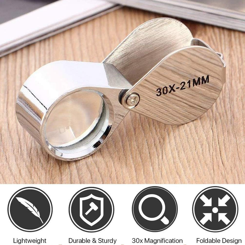 Pocket Jewelry Loupe 30X 21Mm Jewelers Loop Eye Magnifying Glass Foldable Magnifier