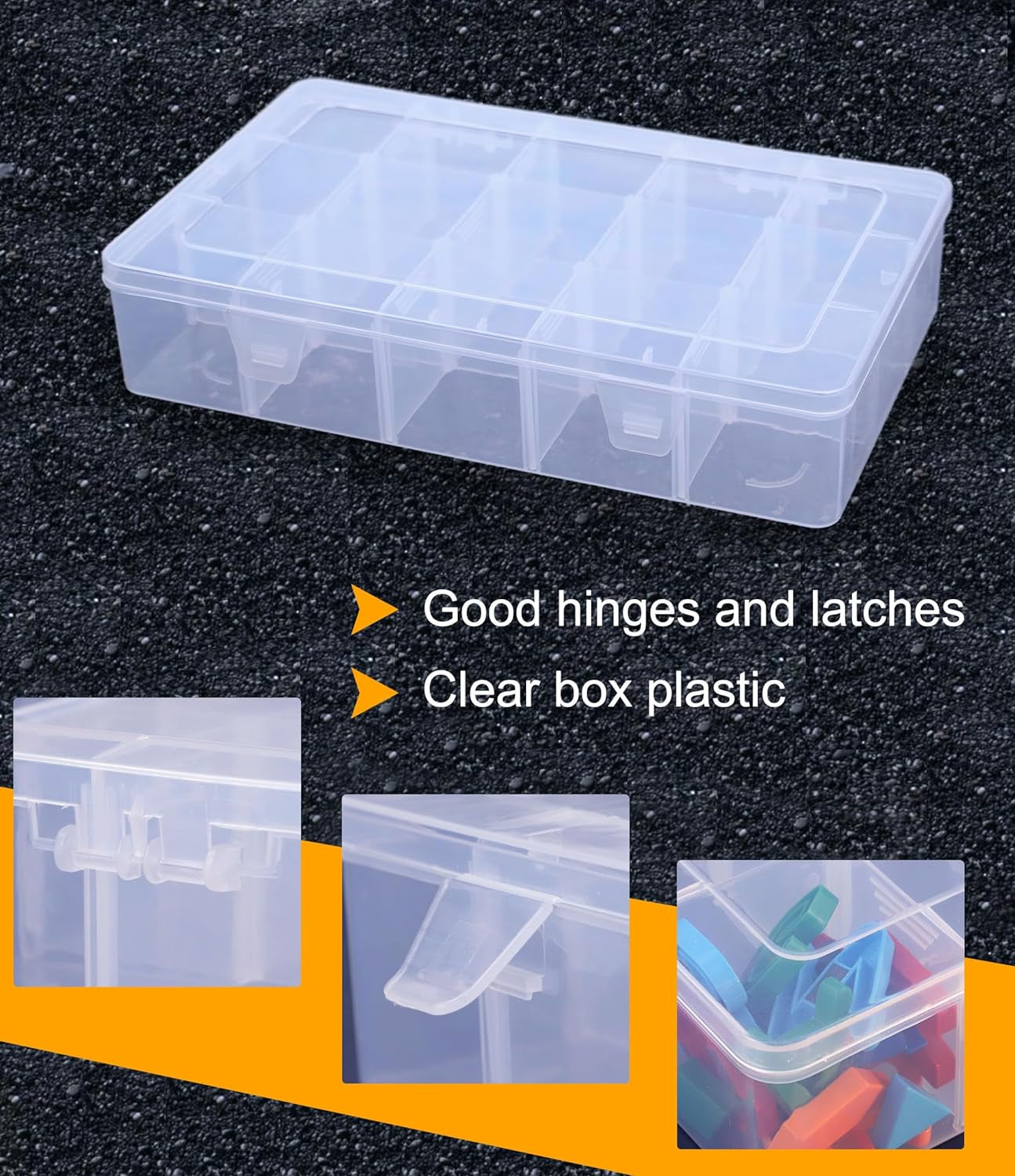 Tackle Box Organizer Plastic Organizer Box with Dividers Bead Organizer Box Container Clear Snackle Box Container Large 15 Grid Box Organizer