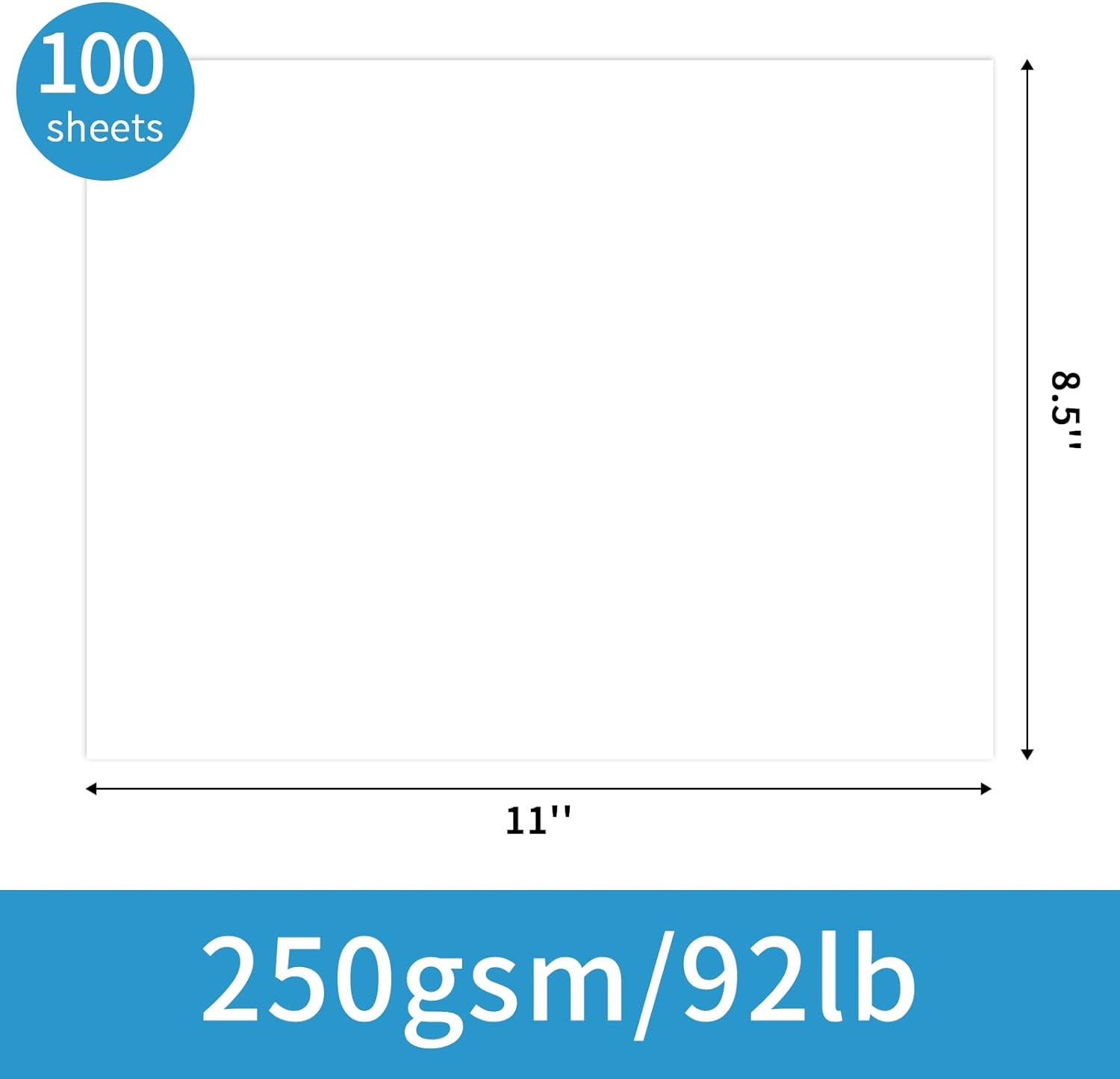 100 Sheets White Cardstock 8.5 X 11" Thick Paper, 250Gsm/92Lb Construction Paper for Crafts,Card Making,Invitations,Printing,Drawing,Scrapbook Supplies.