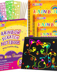 Gifts for 3-12 Year Old Girls Boys - 3 Pack Rainbow Scratch off Notebooks Arts Crafts Supplies Set Color Drawing Paper Kit for Kids Birthday Game Party Favor Christmas Easter Activity Toy