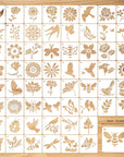 60 Reusable Flower Stencils for Painting on Wood and Canvas Sunflower Leaf Rose Bee Bird Stencil Small Craft Stencils 3X3 Inch Paint Stencils for Crafts and Home Decor