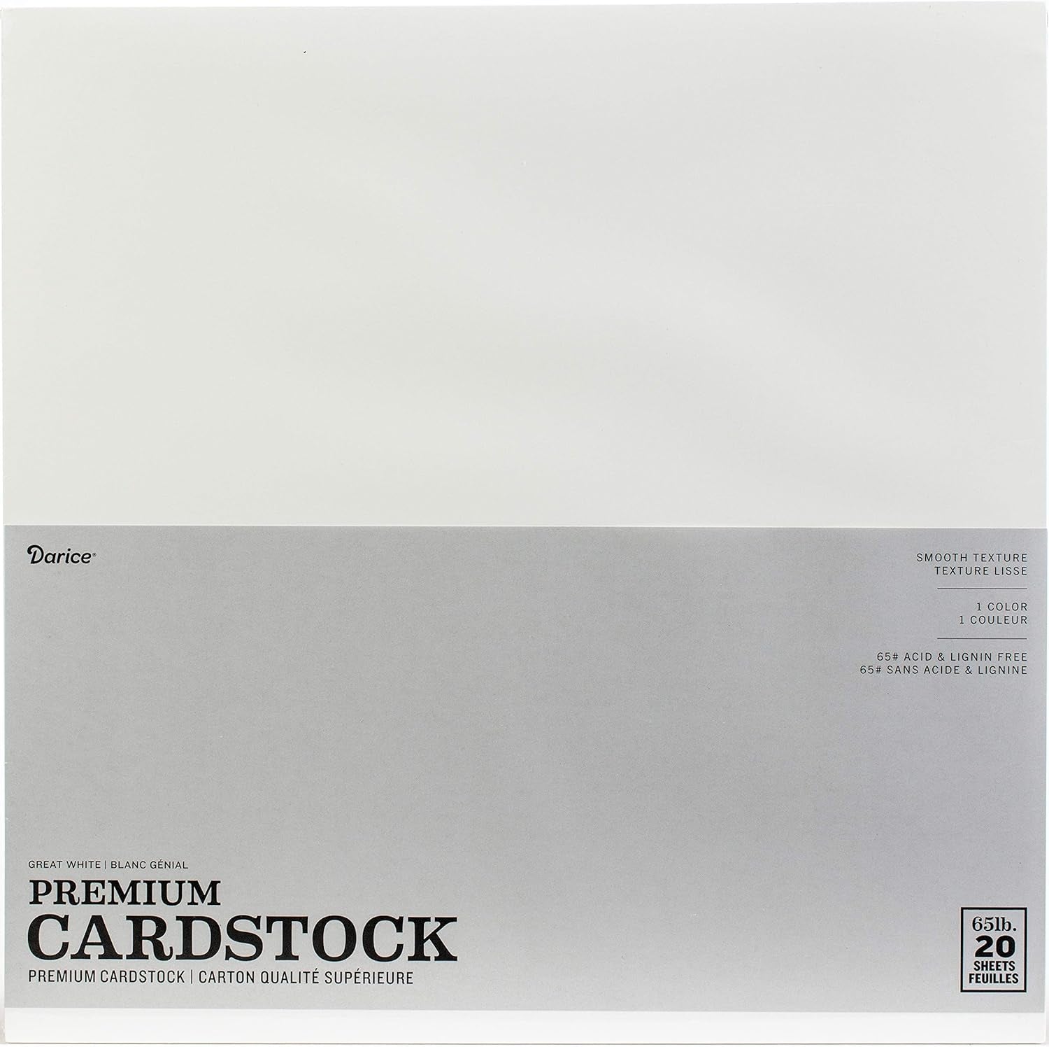 GX-2200-18 20-Piece Card Stock Paper, 12 by 12-Inch, White