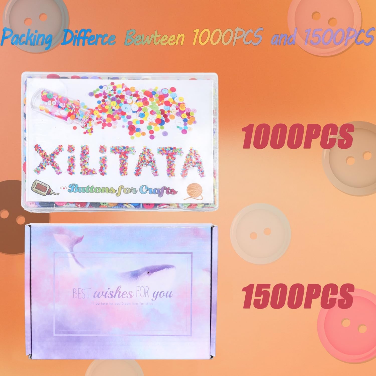 1000Pcs Button for Crafts Assorted Sizes Buttons for Sewing Resin round Buttons for Crafting Arts DIY Mixed Color