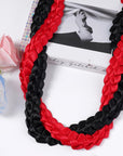 2024 Graduation Ribbon Lei Grad Braided Necklace Graduation Gift with Tassel Adjustable Leis for High School College Bachelor Master Doctor Graduation Party (Black & Red, 1)