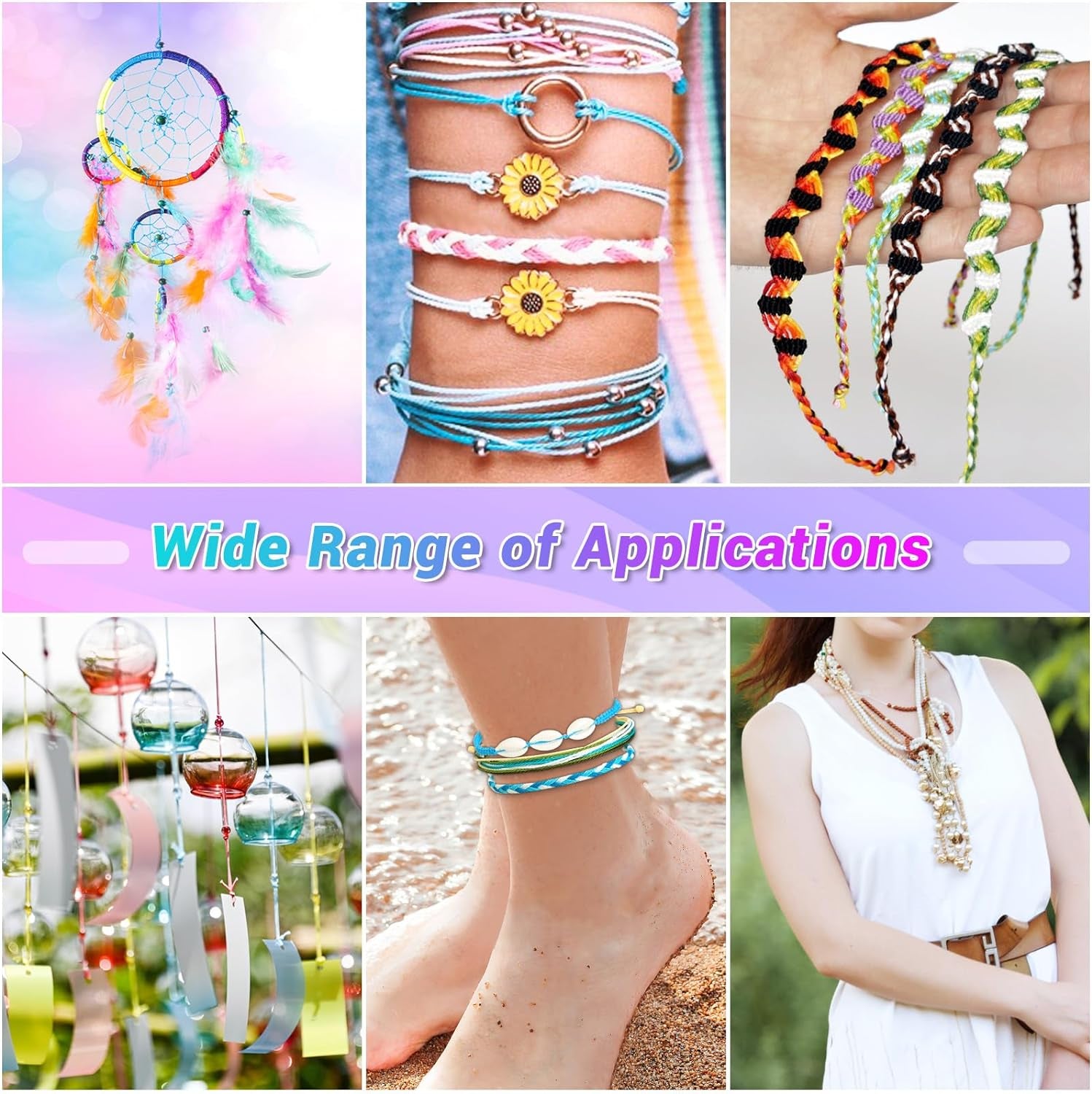 20 Rolls Wax String for Bracelet Making, Waxed Thread Bracelet Cord, Waxed Polyester Cord Bracelet Rope for DIY Bracelets, Necklace and Macrame