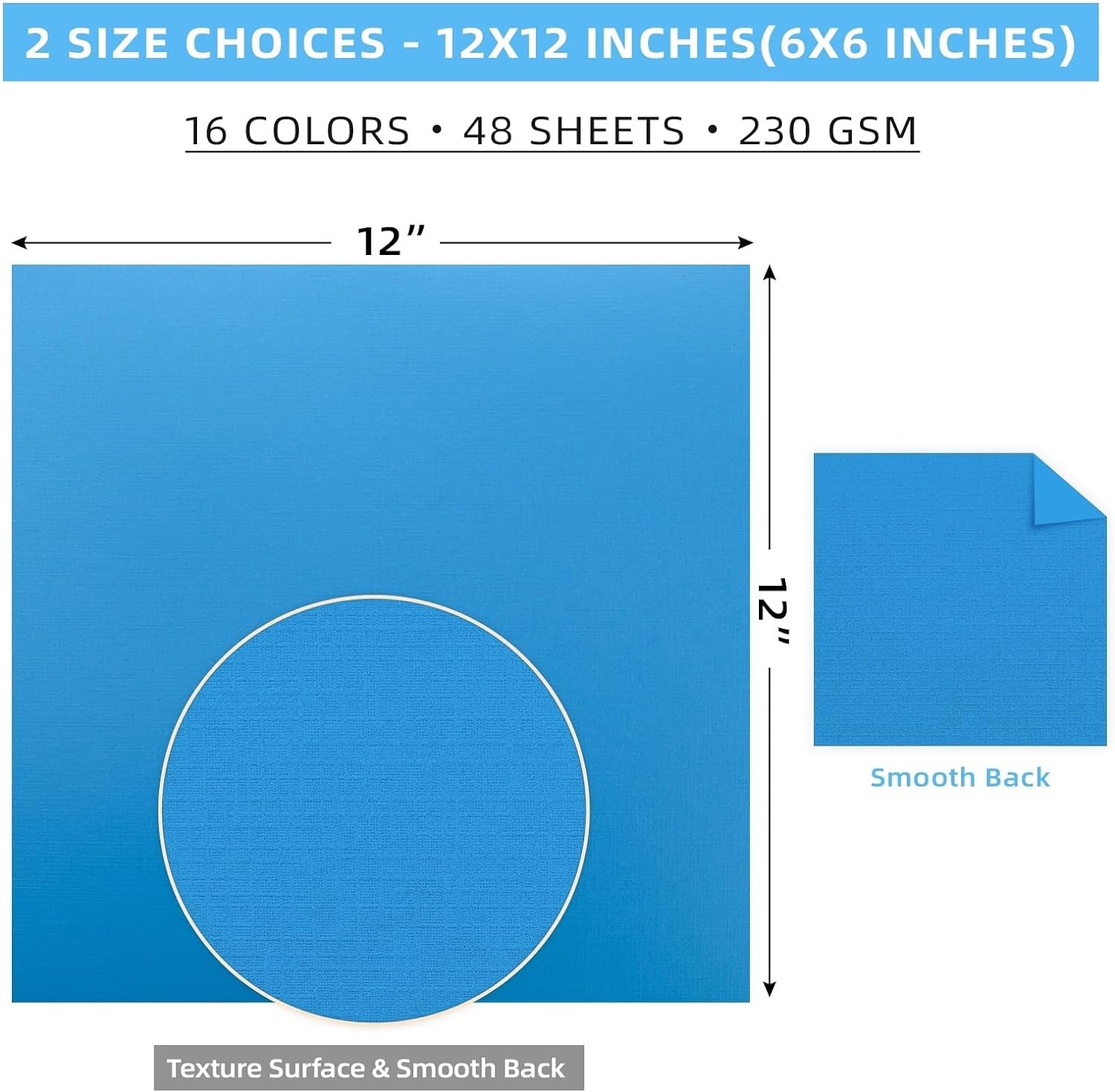 48 Sheets 12X12 Square Solid Core Colorful Cardstock Textured 80 Lb Multi Colored Card Stock Paper 16 Assorted Colors for Cricut Card Making