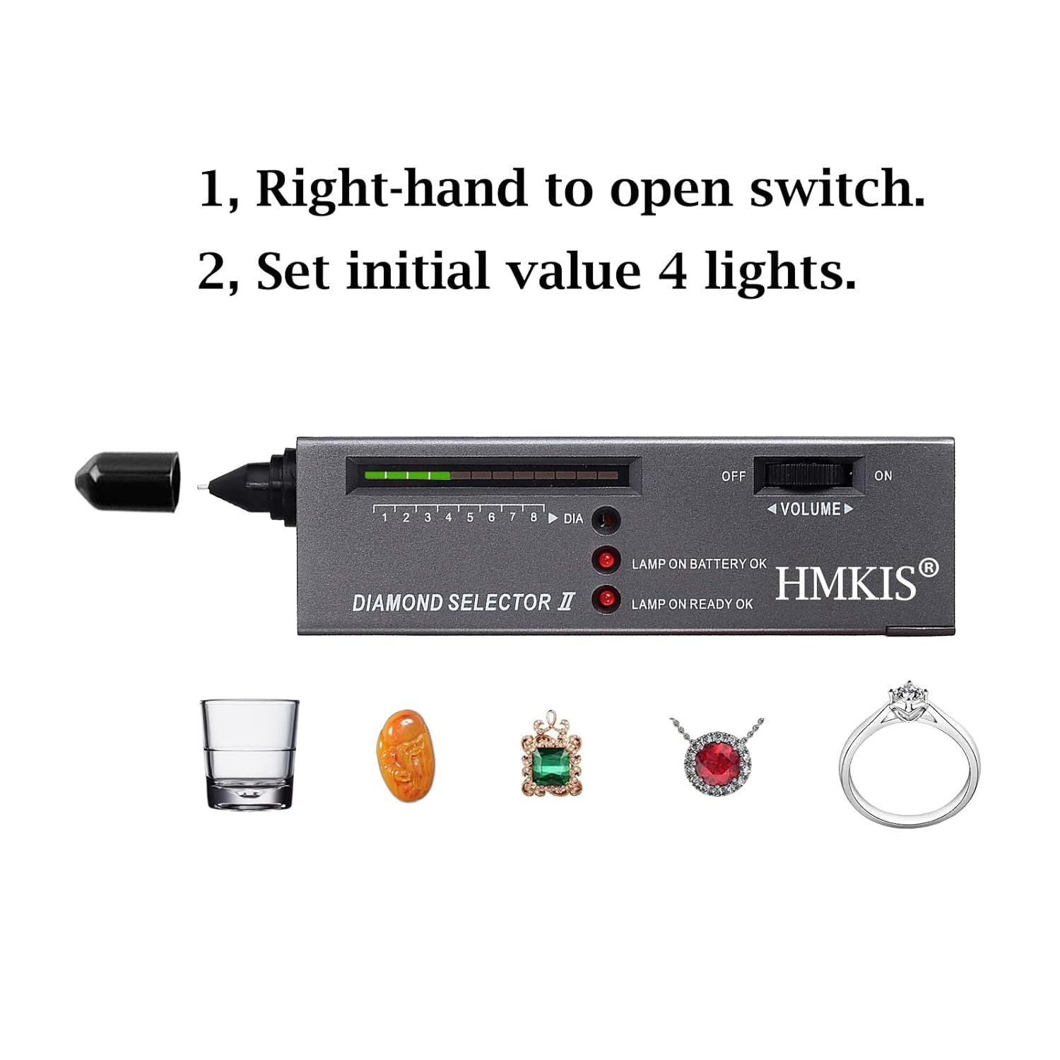 Diamond Tester Pen and 9V Battery Kit,High Accuracy Jewelry Diamond Tester,Diamond Selector for Novice and Expert, Thermal Conductivity Meter (Diamond Tester)