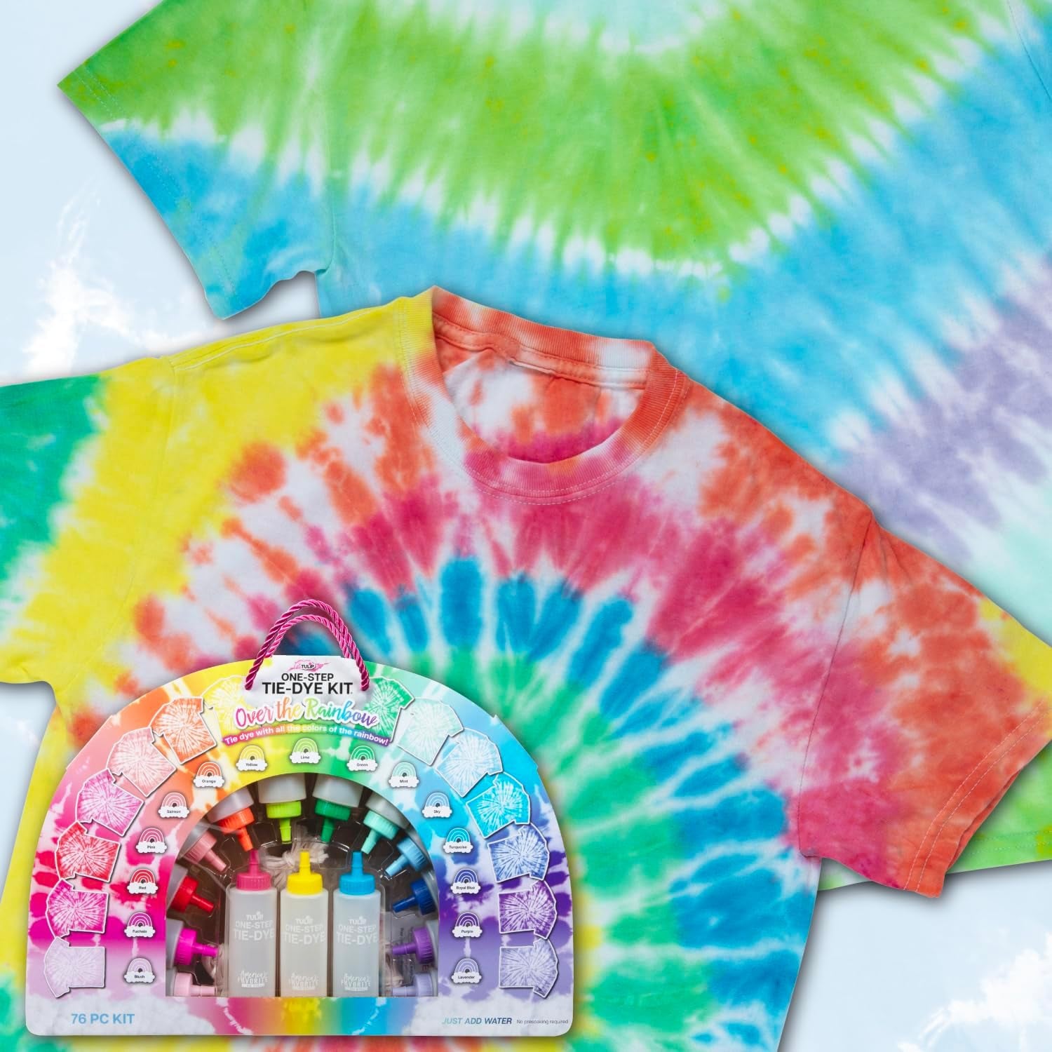 One-Step Tie Dye Kit, over the Rainbow, Easy Party Activity, Gift Idea, 15-Color Kit