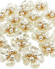 20Pcs Pearl Rhinestone Embellishments Flower Flatback Buttons Rhinestone Charms for Shoe Decoration Jewelry Making Clothes Brooch Wristband and Wedding Bouquet DIY