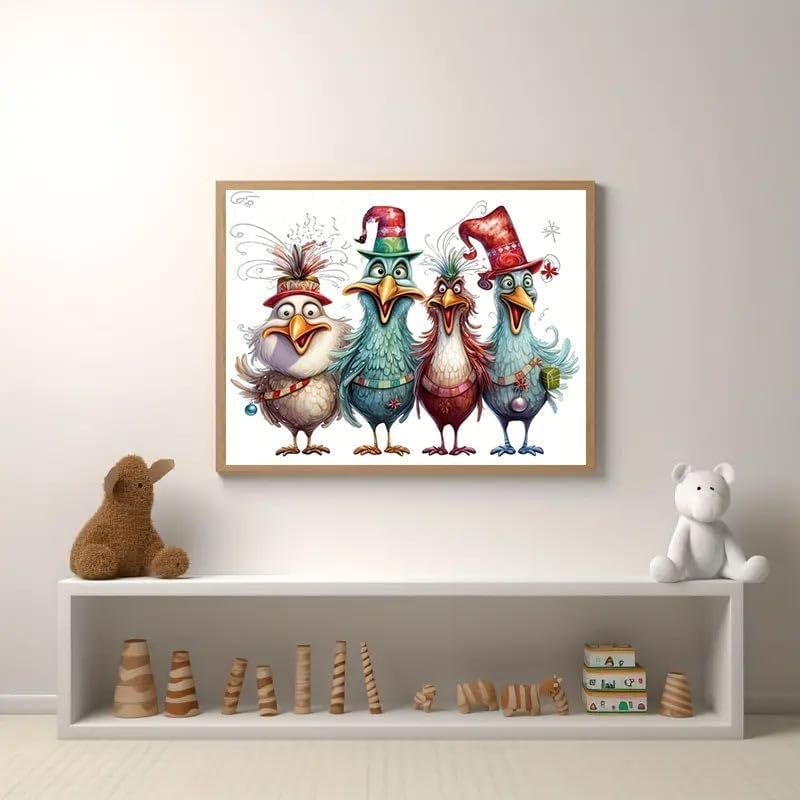 Cock Diamond Painting Kits for Adults, Chicken 5D DIY Diamond Art Kits for Adult round Full Drill Diamond Painting for Home Wall Decoration Gift 12×16Inch