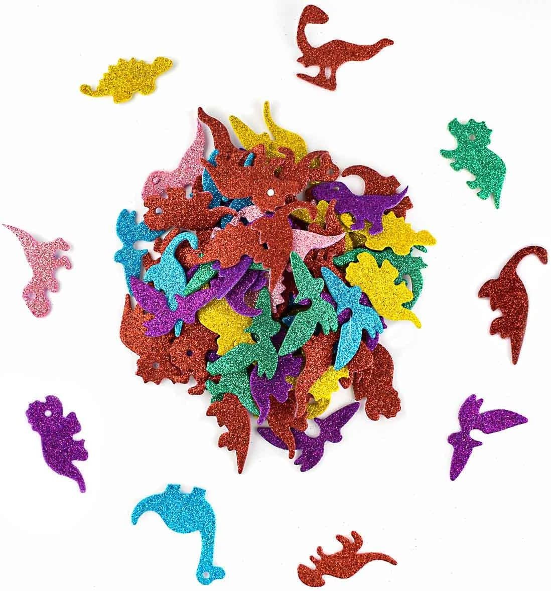160 Pieces Glitter Dinosaur Foam Stickers Self Adhesive Foam Stickers for Craft DIY Self-Adhesive Dinosaur Shapes Sticker Home Party Decoration Colorful Arts Crafts Supplies (Assorted Colors)