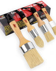 Chalk Wax Paint Brush 4Pcs Set Including 3 Small Paint Brushes for Furniture Painting and 1 Large Chalk Brush, Bristle Paint Brushes Set Compatible with Annie Sloan Chalk Paint, Fusion Mineral Paint