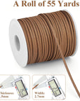 Leather String, Flat Suede Cord Faux Leather Cord Thin Leather Lace for Bracelets, Necklaces, Jewelry Making and Art Crafts (2.7 MM Brown)