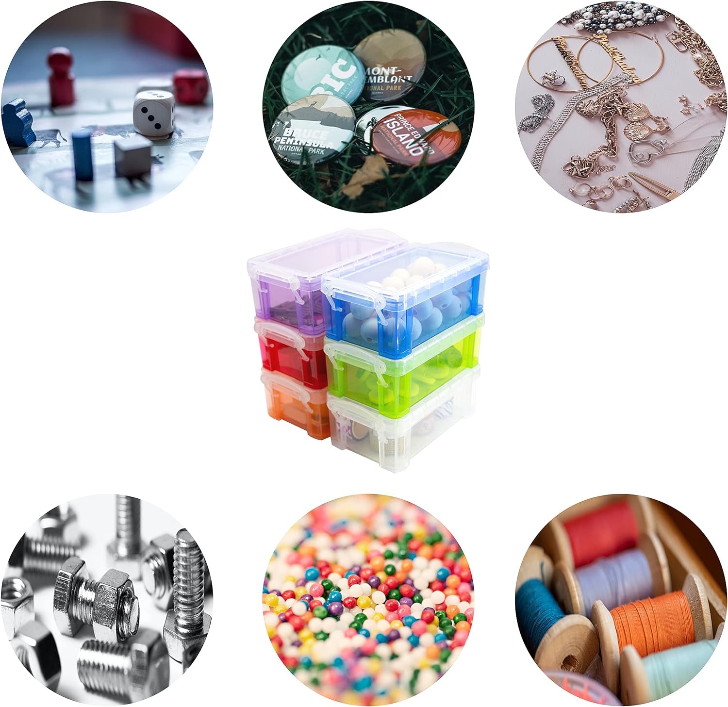Small Plastic Box, 4.3" X 2.3" X 1.5" Stackable Mini Storage Box with Lid, Clear Organizer Container for Jewelry Beads Small Crafts Items Accessories - 6 Pack