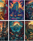 6 Packs Abstract Paint by Number for Adults Canvas, Easy Acrylic Landscape Paint by Numbers Kit for Adults Beginner, World Famous Scenic Spots Oil Painting Kits, Gifts Wall Decor 7.8X11.8Inch