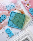 Tic Tac Toe Resin Mold with 5 Chess Pieces Molds, X O Board Game Silicone Molds for Resin Casting,Diy Tabletop Board Game
